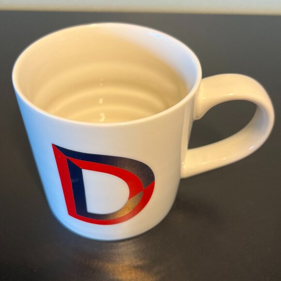 OPALHOUSE Letter "D ” Monogram Initial Maroon and Metallic Gold Ribbed Mug ~ - Picture 3 of 13